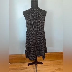 Polka Dot Frill Trim Ruffle Hem Halter Dress
